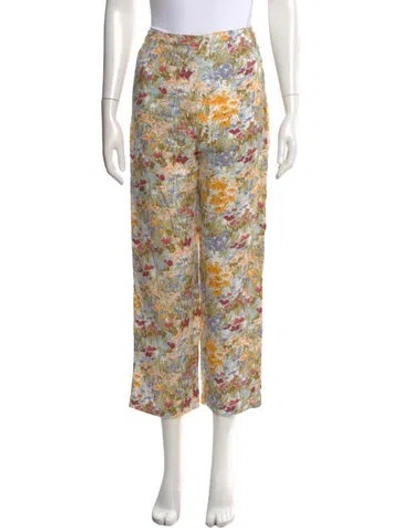 Pre-owned Reformation Linen Wide Leg Pants In Green