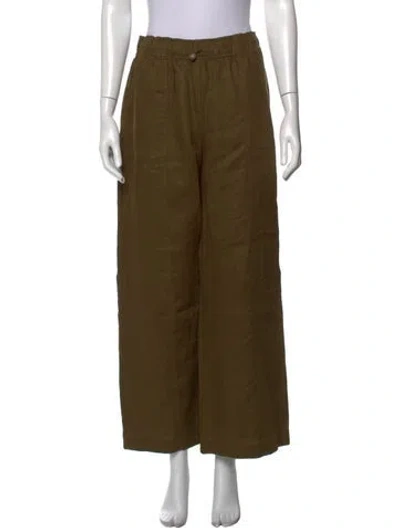 Pre-owned Reformation Linen Wide Leg Pants In Green