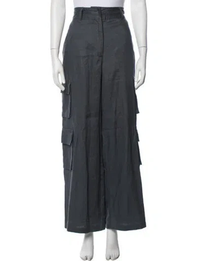 Pre-owned Reformation Linen Wide Leg Pants In Grey