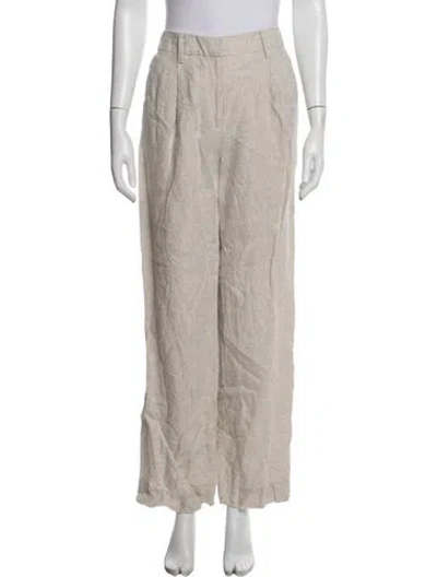 Pre-owned Reformation Linen Wide Leg Pants In Grey