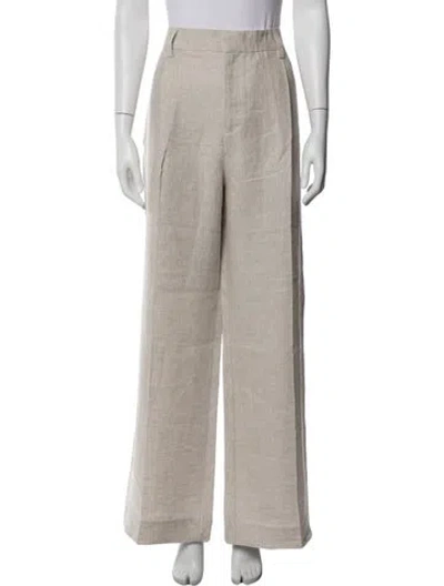 Pre-owned Reformation Linen Wide Leg Pants In Grey