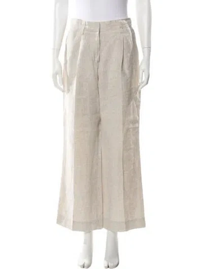 Pre-owned Reformation Linen Wide Leg Pants In Neutral
