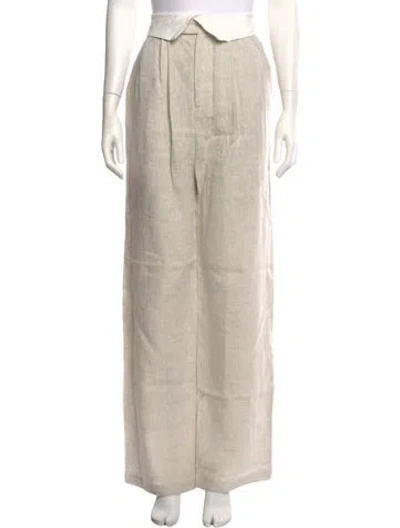 Pre-owned Reformation Linen Wide Leg Pants In Neutral