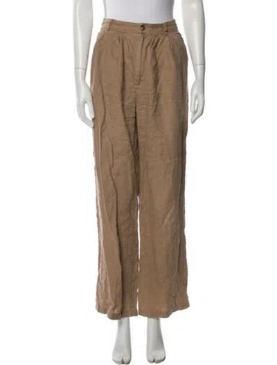 Pre-owned Reformation Linen Wide Leg Pants In Neutral