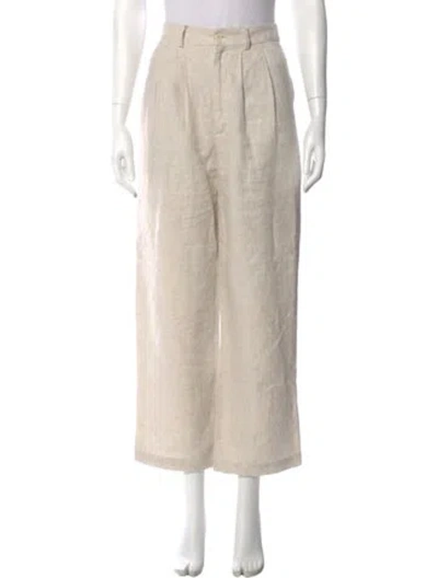 Pre-owned Reformation Linen Wide Leg Pants In Neutral