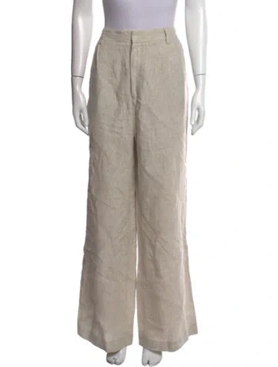 Pre-owned Reformation Linen Wide Leg Pants In Neutral