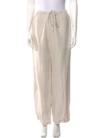 Pre-owned Reformation Linen Wide Leg Pants In Neutral