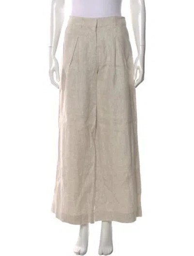 Pre-owned Reformation Linen Wide Leg Pants In Neutral