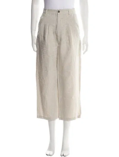 Pre-owned Reformation Linen Wide Leg Pants In Neutral