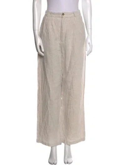 Pre-owned Reformation Linen Wide Leg Pants In Neutral