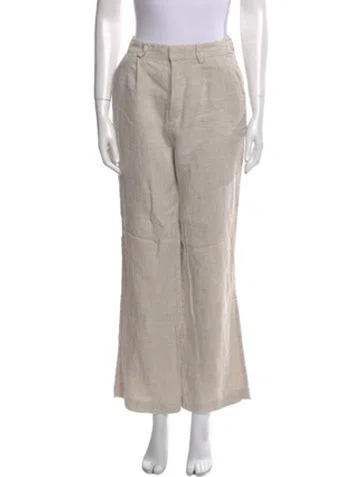 Pre-owned Reformation Linen Wide Leg Pants In Neutral