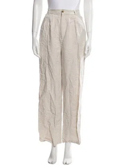 Pre-owned Reformation Linen Wide Leg Pants In Neutral