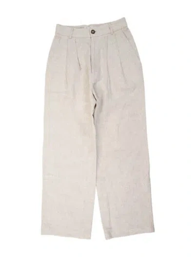 Pre-owned Reformation Linen Wide Leg Pants In Neutral