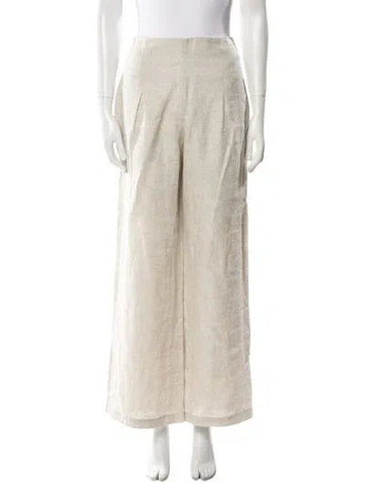 Pre-owned Reformation Linen Wide Leg Pants In Neutral