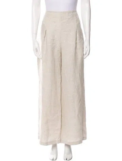 Pre-owned Reformation Linen Wide Leg Pants In Neutral