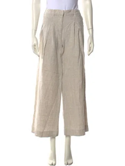 Pre-owned Reformation Linen Wide Leg Pants In Neutral