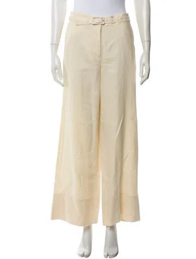 Pre-owned Reformation Linen Wide Leg Pants In Neutral