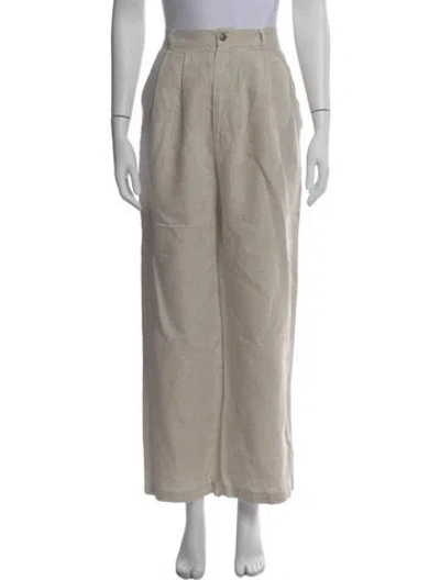 Pre-owned Reformation Linen Wide Leg Pants In Neutral