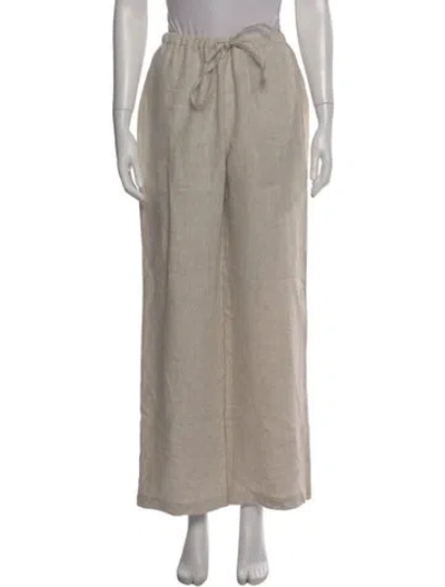 Pre-owned Reformation Linen Wide Leg Pants In Neutral