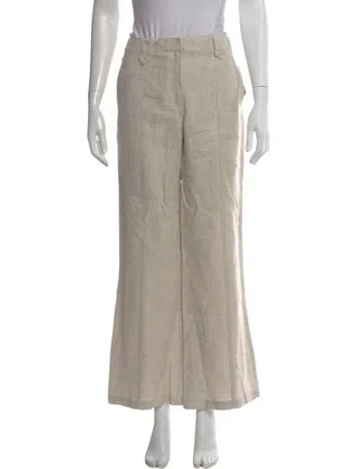 Pre-owned Reformation Linen Wide Leg Pants In Neutral