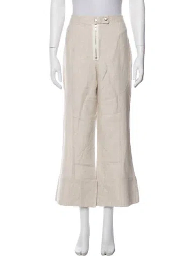 Pre-owned Reformation Linen Wide Leg Pants In Neutral