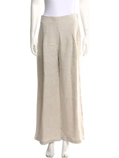 Pre-owned Reformation Linen Wide Leg Pants In Neutral