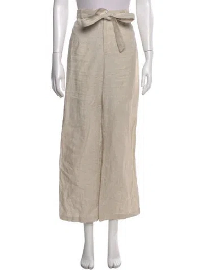 Pre-owned Reformation Linen Wide Leg Pants In Neutral