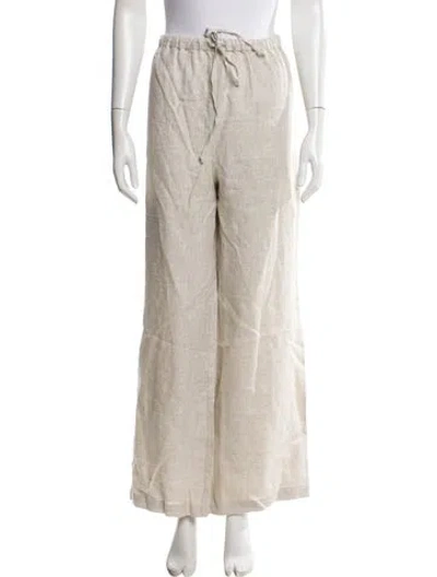 Pre-owned Reformation Linen Wide Leg Pants In Neutral