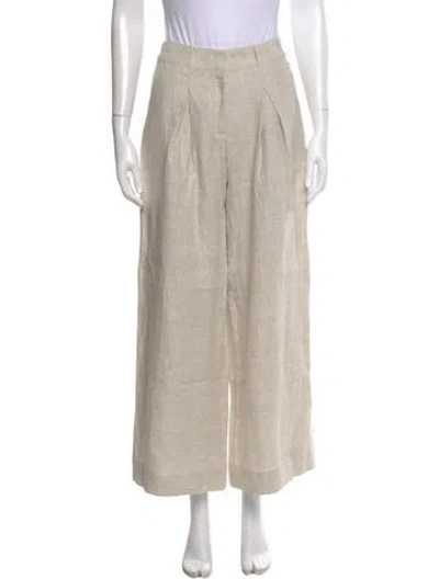 Pre-owned Reformation Linen Wide Leg Pants In Neutral