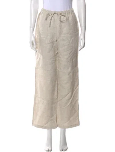Pre-owned Reformation Linen Wide Leg Pants In Neutral