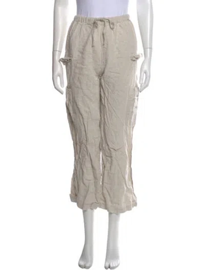 Pre-owned Reformation Linen Wide Leg Pants In Neutral