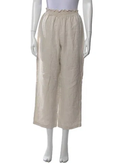 Pre-owned Reformation Linen Wide Leg Pants In Neutral
