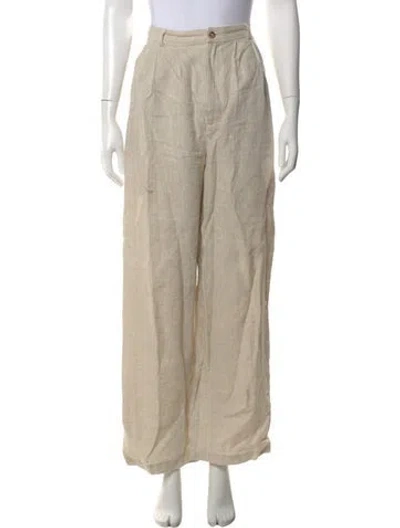 Pre-owned Reformation Linen Wide Leg Pants In Neutral