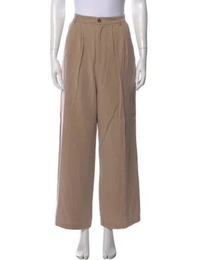Pre-owned Reformation Linen Wide Leg Pants In Neutral