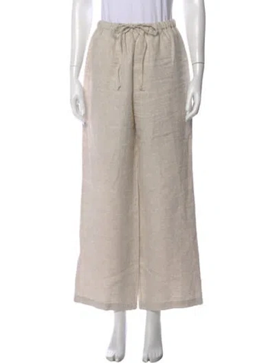 Pre-owned Reformation Linen Wide Leg Pants In Neutral