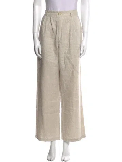 Pre-owned Reformation Linen Wide Leg Pants In Neutral