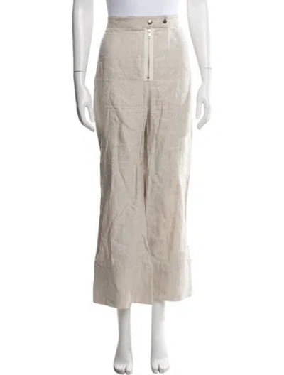 Pre-owned Reformation Linen Wide Leg Pants In Neutral