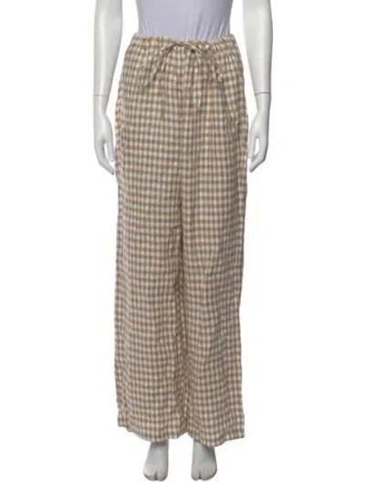 Pre-owned Reformation Linen Wide Leg Pants In Neutral
