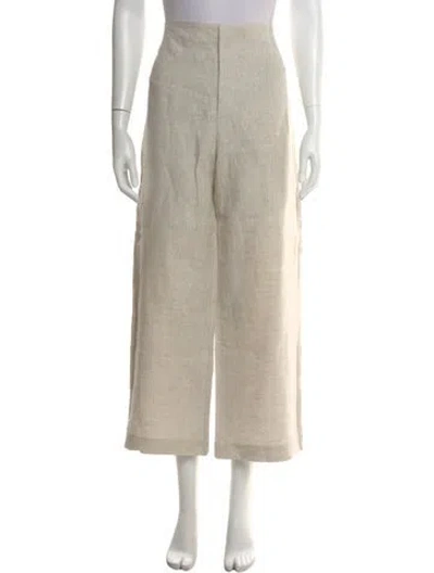 Pre-owned Reformation Linen Wide Leg Pants In Neutral