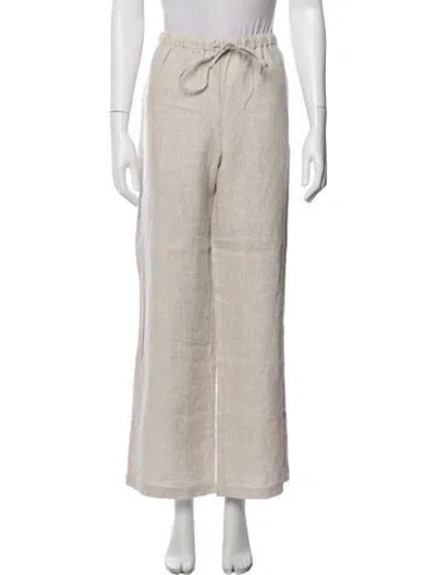 Pre-owned Reformation Linen Wide Leg Pants In Neutral