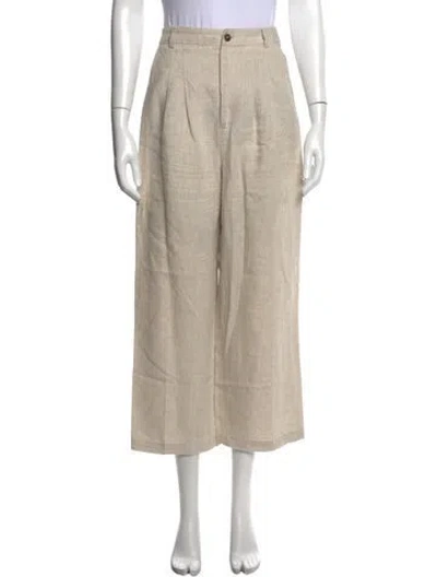 Pre-owned Reformation Linen Wide Leg Pants In Neutral
