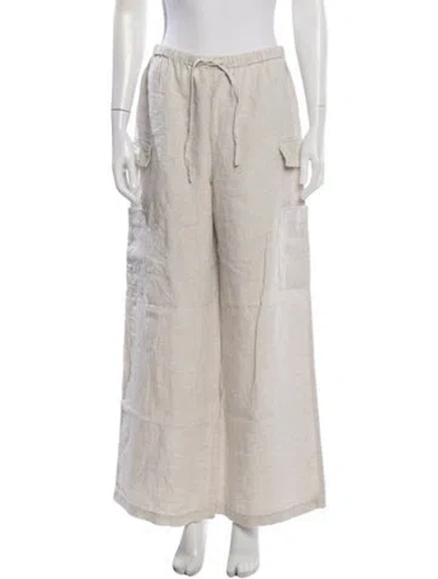 Pre-owned Reformation Linen Wide Leg Pants In Neutral