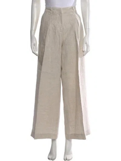 Pre-owned Reformation Linen Wide Leg Pants In Neutral