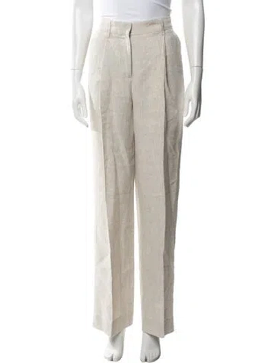 Pre-owned Reformation Linen Wide Leg Pants In Neutral