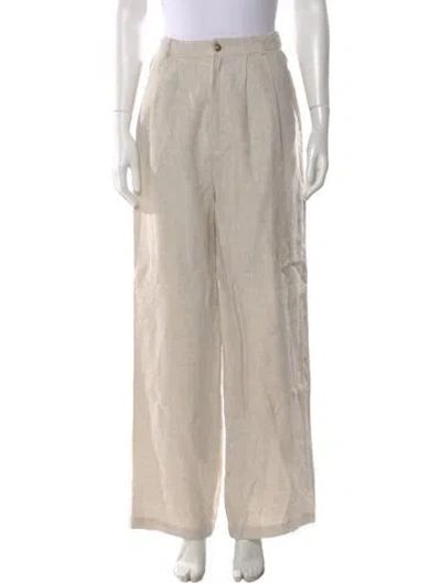 Pre-owned Reformation Linen Wide Leg Pants In Neutral