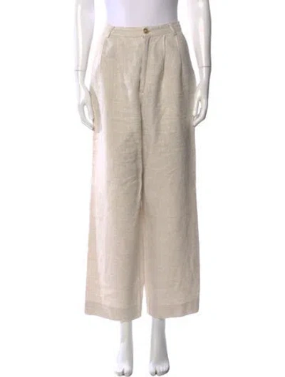 Pre-owned Reformation Linen Wide Leg Pants In Neutral