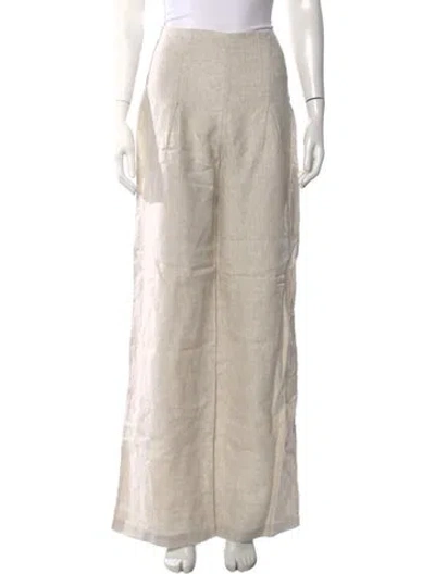 Pre-owned Reformation Linen Wide Leg Pants In Neutral