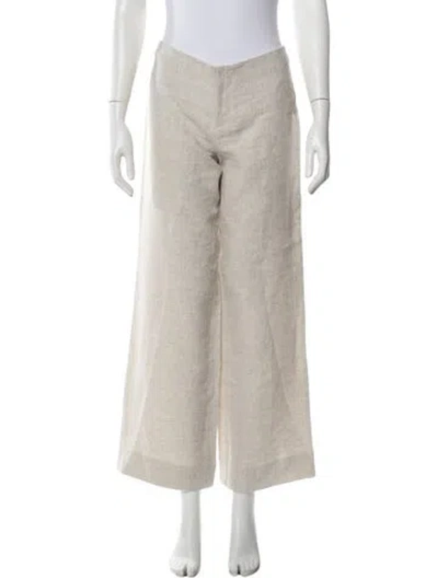 Pre-owned Reformation Linen Wide Leg Pants In Neutral