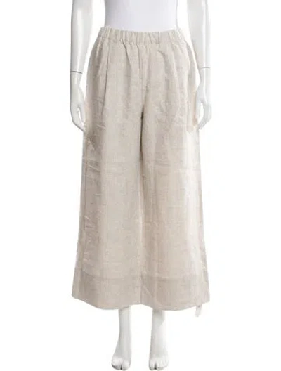 Pre-owned Reformation Linen Wide Leg Pants In Neutral