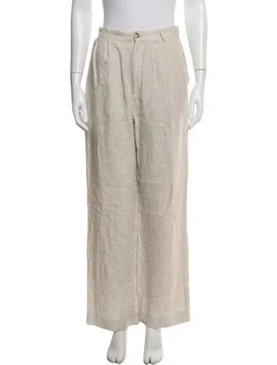 Pre-owned Reformation Linen Wide Leg Pants In Neutral